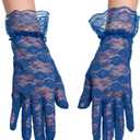 3 x ALVOGIMOR Lace Gloves for Women Wedding Tea Party, Evening Short Courtesy Gloves for Opera,1920s Party,Costume Accessory (Blue)