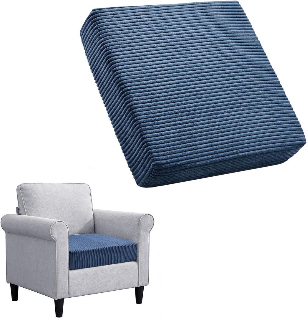 Yueyocici Corduroy Recliner Seat Cushion, Large High Density Foam Square Seat Cushion for Recliner Chair, Office Chair, Car, Sofa,Relieves Long-Sitting Pain(Dark Navy)