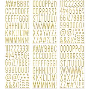 6 Sheets Gold Puffy Letter and Number Stickers 1 inch Gold 3D Alphabet Letter Stickers Waterproof Golden Foam Stickers for Mailbox Poster Scrapbooking Sign Graduation Cap Decor DIY