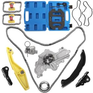 3.5 Timing Chain Kit with Water Pump + Camshaft Holding Tool with Timing Alignment Holder Tool Kit 2011-2019 Fit for Ford Edge/Explorer/Flex/Taurus/Mustang 3.5L 3.7L V6 BL3Z-6268-A 303-124