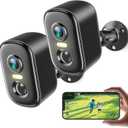 2K Security Cameras Wireless Outdoor, 2 Pack Battery Powered WiFi Cameras for Home Security with AI Motion Detection, Spotlight Color Night Vision, 2-Way Talk, Siren Alarm, IP65, Cloud/SD Storage