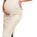 Women's Split Maternity Dress Fine Ribbed with Sparkly Gold Foil, Bodycon Ruched Pregnancy Dresses Baby Shower (Medium)
