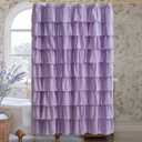Purple Shower Curtain Featuring Ruffle Design, Lavender Bath Curtains for Boho & Victorian Style, Chic Fancy Fabric, Classy Extra Long Drapery for Elegant Bathroom Upgrade, 72 x 72 inch