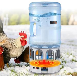 5 Gallon Chicken Waterer for Winter, Heated Chicken Waterer, Temp Controlling for Chickens, Ducks, Geese and Chicken Coop