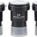 Telescope Barlow Lenses Kit 2X-3X-5X, 1.25 Inch Telescope Accessory, Fully Metal Multi Coated Broadband Green Film Barlow Lens for Astronomy Eyepiece