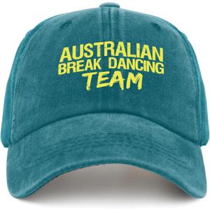Australian Break Dancing Team Hats Gym hat Cyan Blue Womens Beach hat Gifts for Dad Baseball Hat