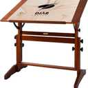 DJAR Adjustable Wooden Drafting Table, 35"x24" Walnut Drawing Desk for Art, Sketching, Painting & Writing