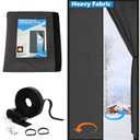 Magnetic Thermal Insulated Door Curtain Fits Door Size 36" x 82", Curtain Size 38" x 83", Thicker Layered Fabric Insulated Door Cover, Keep Warm Winter & Cool Summer, Dark Grey Fabric