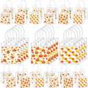 Epakh 48 Pcs Thanksgiving Gift Bags Fall Pumpkin Gift Party Favors Bulk Clear PVC Bags with Handles Autumn Goodie Candy Pouch Fall Maple Leaf Pumpkin for Thanksgiving Harvest Holiday (6.3"x5.9"x3.2")
