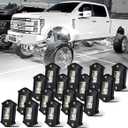R3 LED White Rock Lights Super Bright 6000K Underglow Light for Truck SUV UTV ATV RZR Offroad Car Boat Rock Lights White High Power Underbody Glow Neon Trail Rig Lamps 16Pods