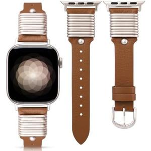 Wearlizer Leather Band Compatible with Apple Watch Bands Women 38/40/41/42/44/45/46/49mm, Slim Dressy Fancy Designer Strap with Metal Ring Loops for iWatch Series 11 10 9 8 7 6 5 4 3 SE/Ultra 3 2 1 Wearlizer Leather Band Compatible with Apple Watch Bands Women 38/40/41/42/44/45/46/49mm, Slim Dressy Fancy Designer Strap with Metal Ring Loops for iWatch Series 11 10 9 8 7 6 5 4 3 SE/Ultra 3 2 1