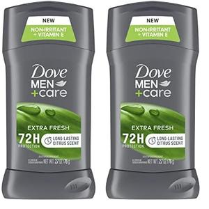 DOVE MEN + CARE Antiperspirant Deodorant Stick Extra Fresh with 72-hour Sweat & Odor Protection with 1/4 Moisturizing Cream & Long-lasting Citrus scent 2.7 oz (Pack of 2)