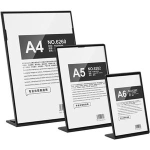 ABS Plastic Slanted Sign Holder, Menu Displays Black L Sign Stand A4/A5/A6 (A4 210297mm/8.2711.69 inches)