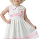 Toddler Girl Dress Baby Girls Button-up Polo Uniform Dresses 2 Pieces Summer Tennis Ruffle Sleeve Clothes Size 2T-8T