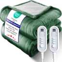 Electric Heated Blanket King, UltraCozy Premium Flannel & Sherpa, Even Heat Distribution & Stable Temp, 110H AutoOff, 8 Temps (86125.6F), Overheat Protection, Ideal Gifts for Grandma (Green)