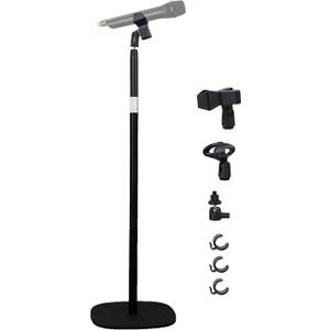 Mic Stand Floor Microphone Stand with Heavy Weighted Base, Adjustable Height from 18" to 63", Singing Stand with Mic Holder, Cable Clips (Black)