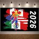 2026 Soccer Party Banner, US Mexico Canada Tournament Backdrop, 71x43in