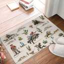 Western Bath Mat, Retro Bathroom Rug, Washable Microfiber Soft Doormats Shower Mat, Western Home Decor Non-Slip Super Absorbent