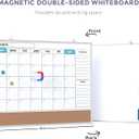 MaxGear Monthly Calendar Whiteboard for Wall, 24" x 18" Double-Sided White Board Calendar with Bulletin Board, Dry Erase Cork Board Combo, Hanging Dry Erase Board for Office Home Kitchen