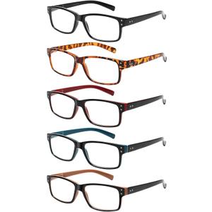 Norperwis Reading Glasses 5 Pairs Quality Readers Spring Hinge Glasses for Reading for Men and Women (5 Pack Mix Color -2, 1.00)