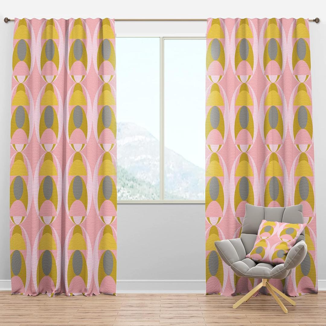Blackout Curtains 'Retro Pastel Circular Pattern IV' Curtains For Bedroom, Curtains For Living Room, Curtains & Drapes - Thermal Insulated -Single Panel -52x84 (24360bk)
