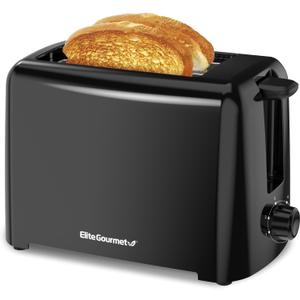 Elite Gourmet 2-Slice Cool Touch Toaster  6 Browning Levels, Extra Wide 1.25 Slots for Bagels & Thick Bread, Cancel Function, Compact, ETL Certified, Black