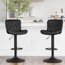 YOUNUOKE Bar Stools Set of 2 Faux Leather Barstools with Back Modern Swivel Counter Height Stool Adjustable High Bar Chairs for Kitchen Islands, Black
