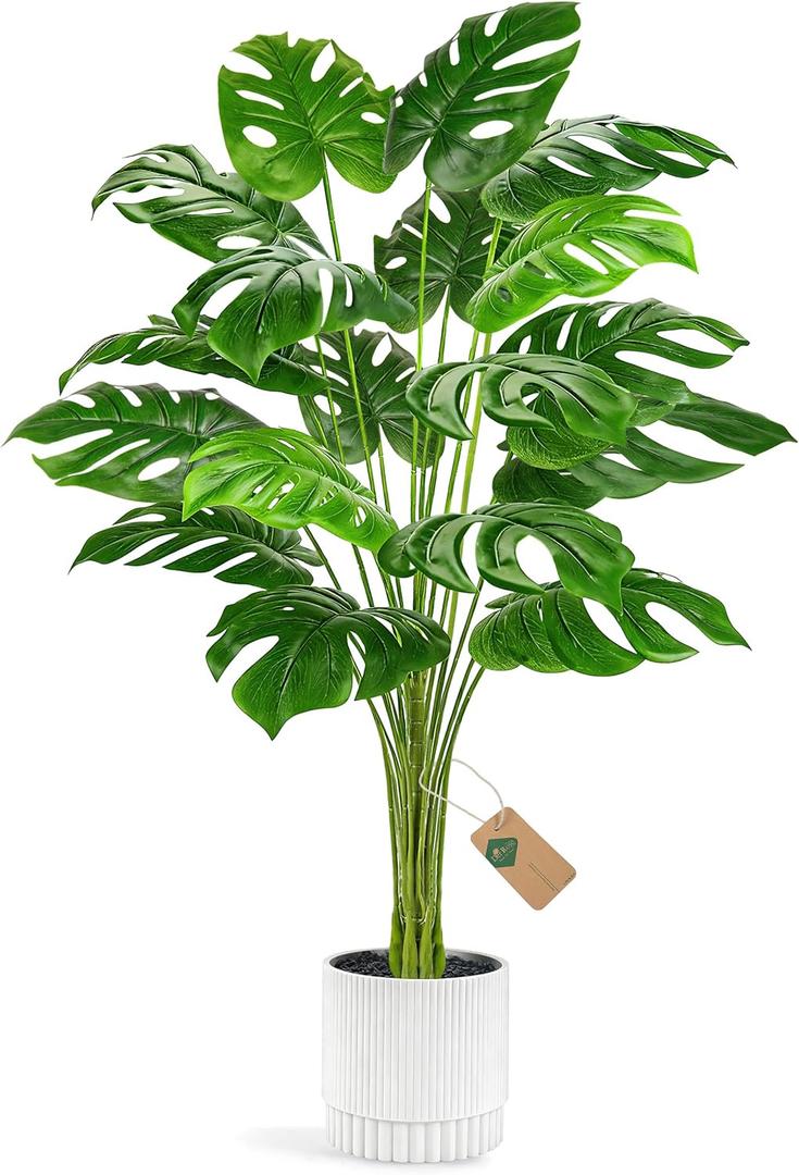 Der Rose 44" Tall Fake Monstera Tree Artificial Faux Plant for Home Living Room Porch Balcony Indoor Outdoor Decor