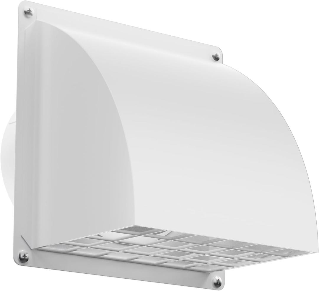 4 Inch Dryer Vent Cover Outside, HG Power Metal Exterior Vent Cover with Removable Screen & Cushioned Non-Return Flap, Air Wall Vent for House, Range Hood, AC, Opening Diameter: 3.81" White