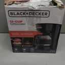 BLACK+DECKER 12-Cup Coffee Maker with Easy On/Off Switch, Easy Pour, Non-Drip Carafe with Removable Filter Basket, Vortex Technology, Black