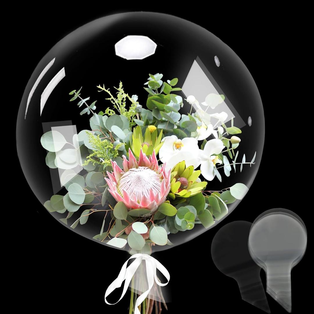 25PCS Clear Balloons for Stuffing 24inch Wide Neck Large Bubble BoBo Balloons Wide Opening Fillable Pre-Stretched Bubble Balloons for Wedding Birthday Easter Baby Shower Christmas Party Decorations