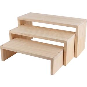 3-Tier risers display stands, Wooden Retail Display Rack for retail Rustic Tabletop Display rack for cupcakes, collectibles,jewelry, perfum, Funko Pop Figures