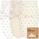3-Pack Organic Baby Swaddle Sleep Sacks - Swaddles for Newborns, Infant 0-3 Months, Baby Girls, Boys, Soft & Snug Newborn Sleep Sack, Nursery Swaddling Blankets (Bumble Bear) (One Size)