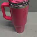 40 oz Tumbler with Handle and Flip Straw Lid, Vacuum Insulated Leak Proof Double Walled Stainless Steel Glitter Travel Mug Tumblers, Maintains Cold Ice and Heat for Hours(Hot Pink)