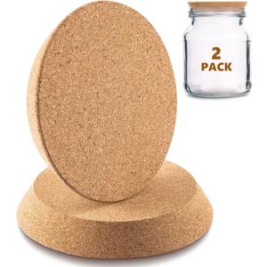 Kathfly 2 Pcs Tapered Cork Stoppers for 3.74-4.0 Inch Jar Openings, Large Cork Canning Jar Lids Wood Plugs Glass Wine Bottle Lids for Home Bar Kitchen Accessories, 4.5" Top and 3.74" Base (Large)