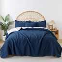 HoneiLife Quilt Sets King Size - Microfiber Bedspreads for King Bed, 3-Piece Lightweight Coverlets, Retro Bed Cover King Quilt Bedding Set All Season Quilts-Navy (King-106" x 96")