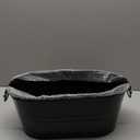 Galvanized Tub Beverage Tubs, 2pcs Metal Ice Buckets for Cocktail Bar 3 Gallon Wine Beer Drink Buckets with Handles Large Tub Cooler Mimosa Bar Supplies Ice Bucket for Parties 15x9.6x6inch (Black)