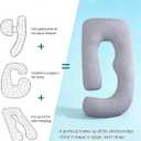 ZZZhen Pregnancy Pillow for Sleeping, G Shaped Maternity Pillow - 56 Inch with Grey Microfiber Removable Cover, Multi- Use and Support Back, Hips, Legs, Belly for Pregnant Women Sleeping