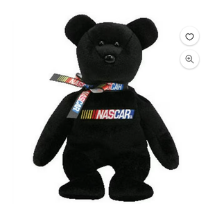 TY Beanie Baby - RACER the Nascar Bear ( Black Version ), 8.5 inch