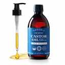 Castor Oil Organic Cold Pressed,100% Pure Hexane Free, Unrefined Natural Oil for Hair Growth, Eyelashes, Eyebrows, Skin & Body Moisturizing,16Oz