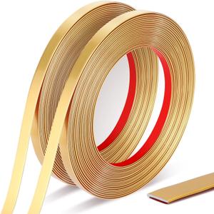 Gold Trim Peel and Stick 0.4'' W  394''L Total Gold Tape, 2 Rolls Self-Adhesive Molding Trim Tape for Mirror Frame Border Walls Cabinet Tile Decorative