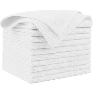 AIDEA Microfiber Cleaning Cloth White 10PK, Microfiber Towels for Cars, Premium Car Cloths, Dusting Cloth Lint Free Cleaning Rags for SUVs, House, Kitchen, Window, Workshops,12×12"