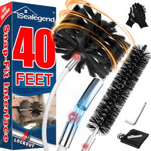 Sealegend 40 Feet Dryer Vent Cleaner Kit/Lint Remover/Upgraded Flexible QuickSnap Brush with Drill Attachment/Fireplace Chimney Brushes for Easy to Use/Works with or Without Power Drill