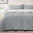 MERITLIFE Fluffy Sherpa King Size Bedding Comforter Sets King Comforter Set-3 Pieces Bed in a Bag Light Grey Soft Comforter and Pillowcase Luxury Warm Bedding Set for Winter