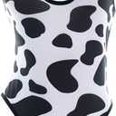 Women Sexy Cow Print One Piece Swimsuit Bikini Set Halter Neck Beach Bathing Suit Swimwear Romper Nightgown