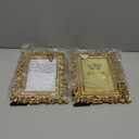 5x7 Wedding Frame Gold, 2 Pack Decorative Picture Frame with Stand for Tabletop Shelf Decor, Antique Brass Floral Photo Frame for Christmas Thanksgiving Engagement Gift