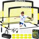 Soccer Goal, Kids Soccer Goals for Backyard Set, 2 Pack of Portable Pop Up Soccer Net with Soccer Ball, Cones, Complete Training Equipment for Youth, Toddler Outdoor Sports Games (Black Yellow)
