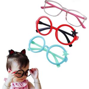Children Stylish Cute Glasses Frame Without Lenses Pack of 3