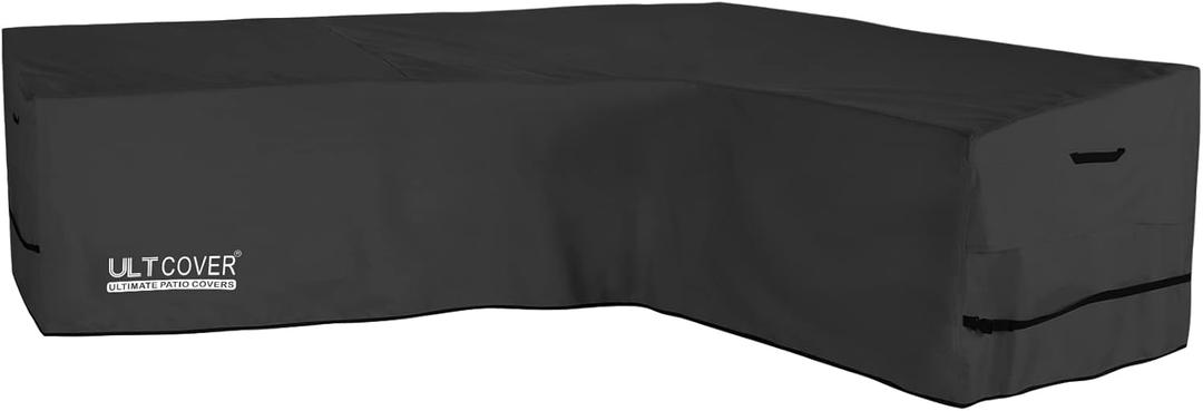 ULTCOVER Patio L-Shaped Right Facing Sofa Cover Waterproof for 6-Seater Outdoor Sectional Furniture Couch 110W (Back Length) x 85W (Right Side), Black