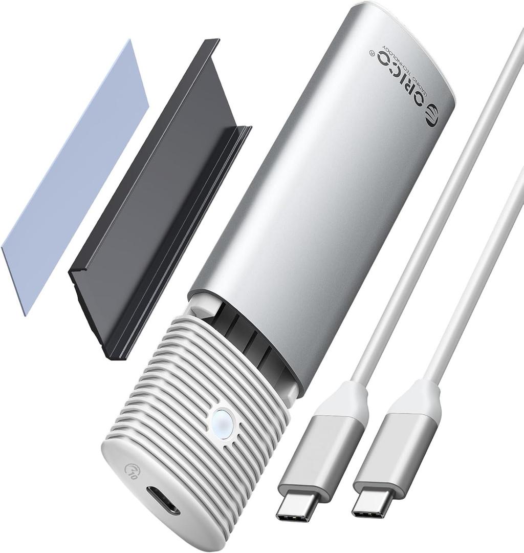 ORICO M.2 NVMe SATA SSD Enclosure Adapter Tool-Free, USB C 3.2 Gen 2 10Gbps NVMe, 5Gbps NGFF SATA PCIe M-Key(B+M Key) 2230/2242/2260/2280, Aluminum External M2 Reader Support UASP Trim- PWDM2-WH